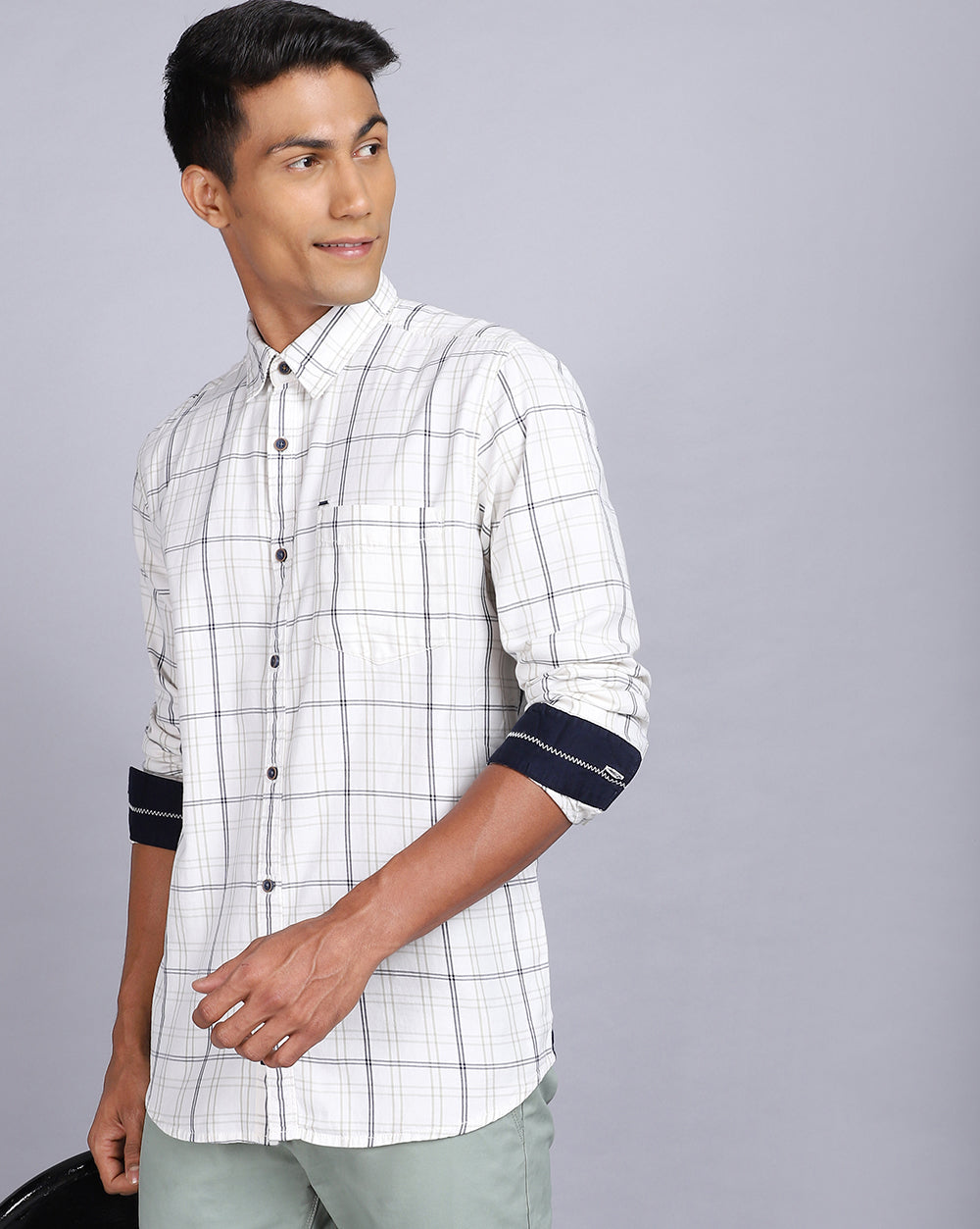 Smart Casual Office Check Shirt - White