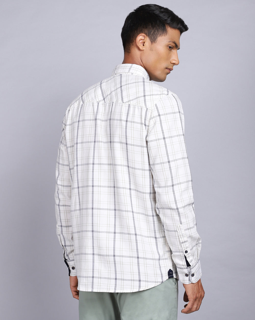 Smart Casual Office Check Shirt - White