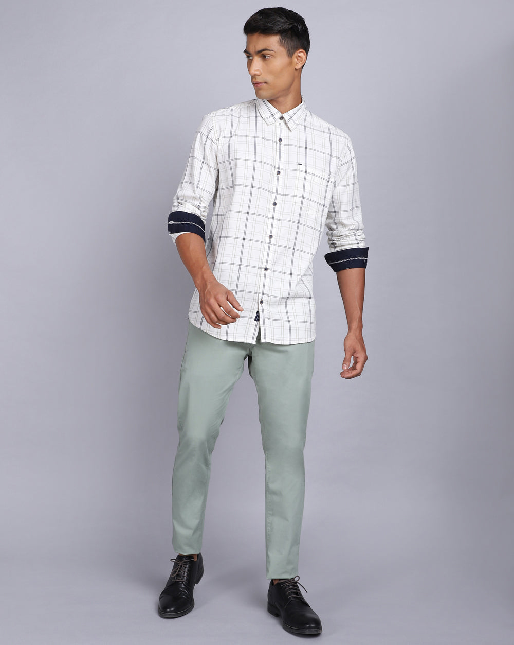 Smart Casual Office Check Shirt - White