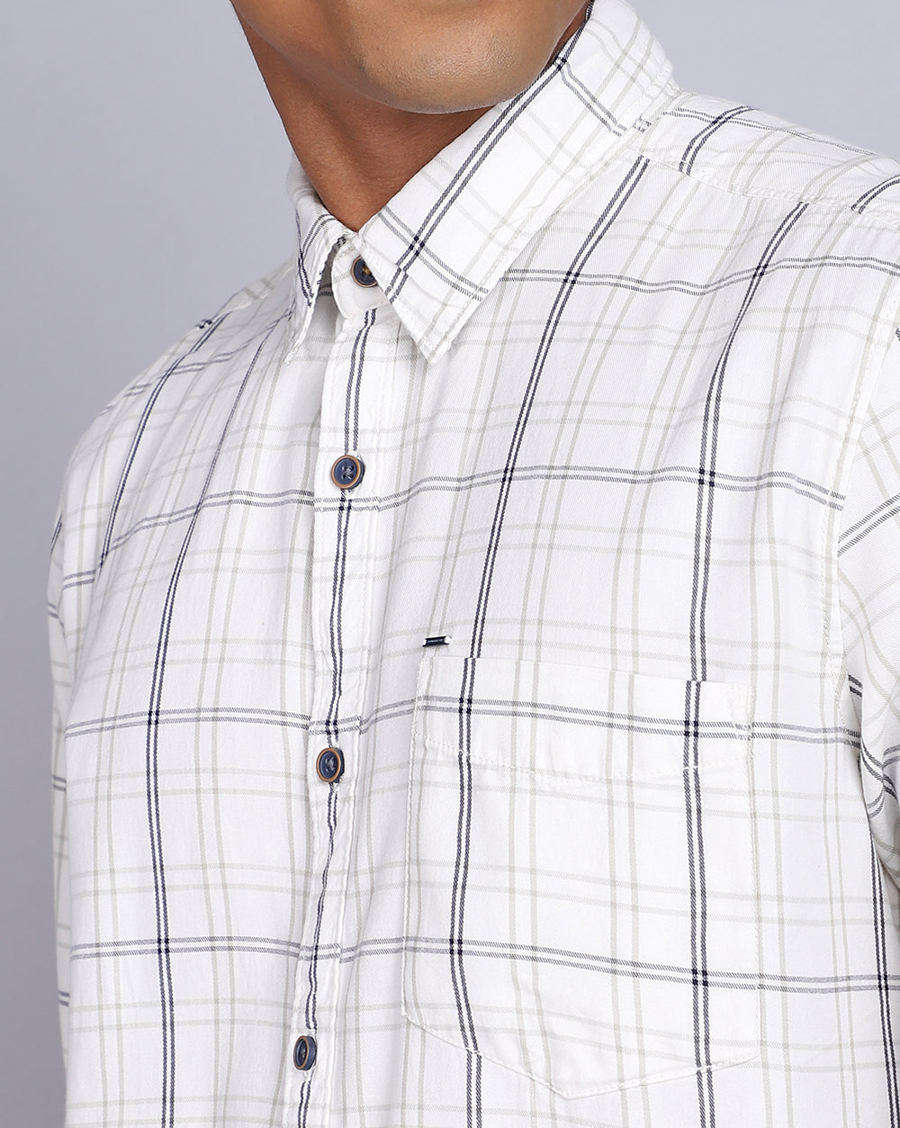 Smart Casual Office Check Shirt - White