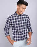 Brunch Check Shirt-Navy