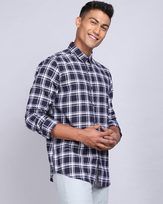 Brunch Check Shirt-Navy