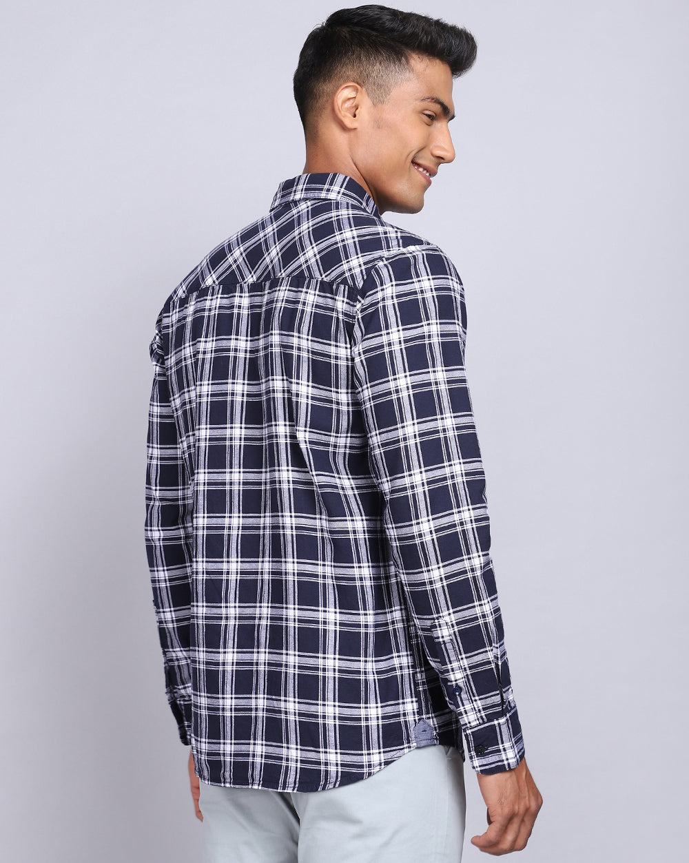 Brunch Check Shirt-Navy