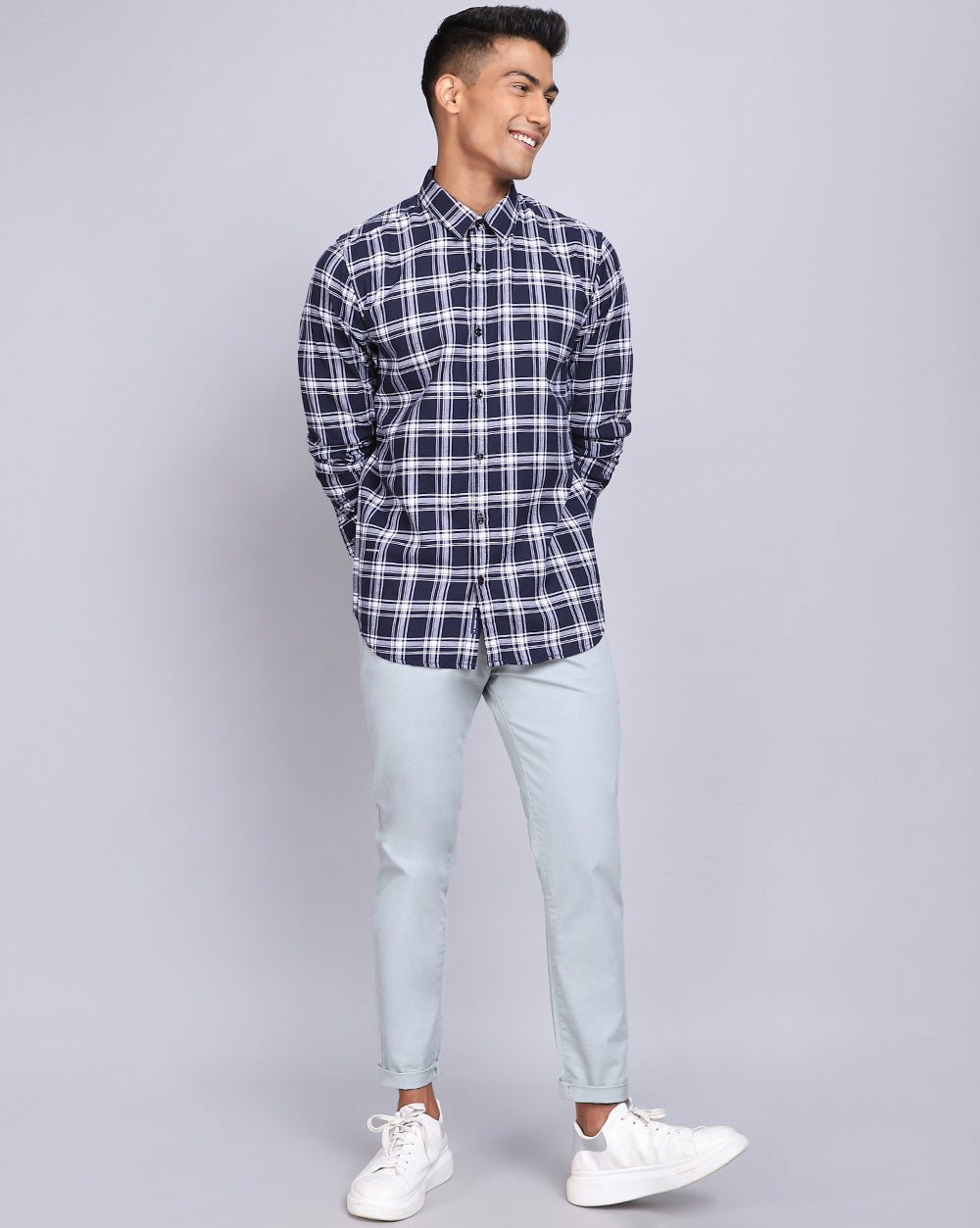 Brunch Check Shirt-Navy