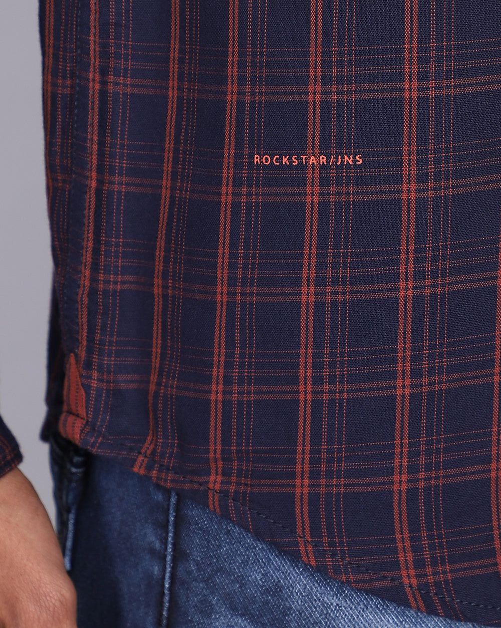 Smart Casual Full Sleeves Check Shirt-Navy and Rust