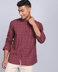 Smart Casual Oxford Check Shirt-Rust