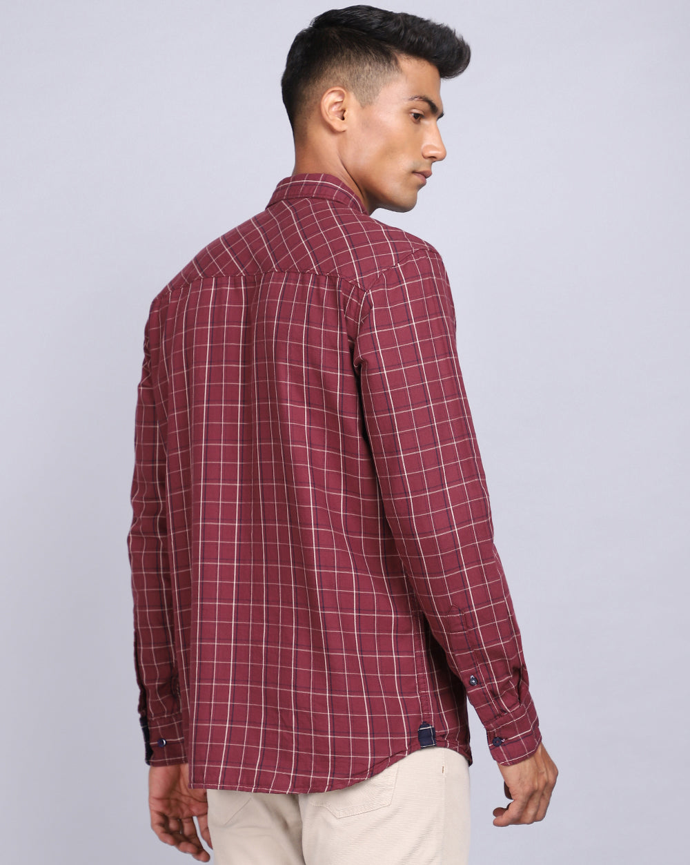 Smart Casual Oxford Check Shirt-Rust