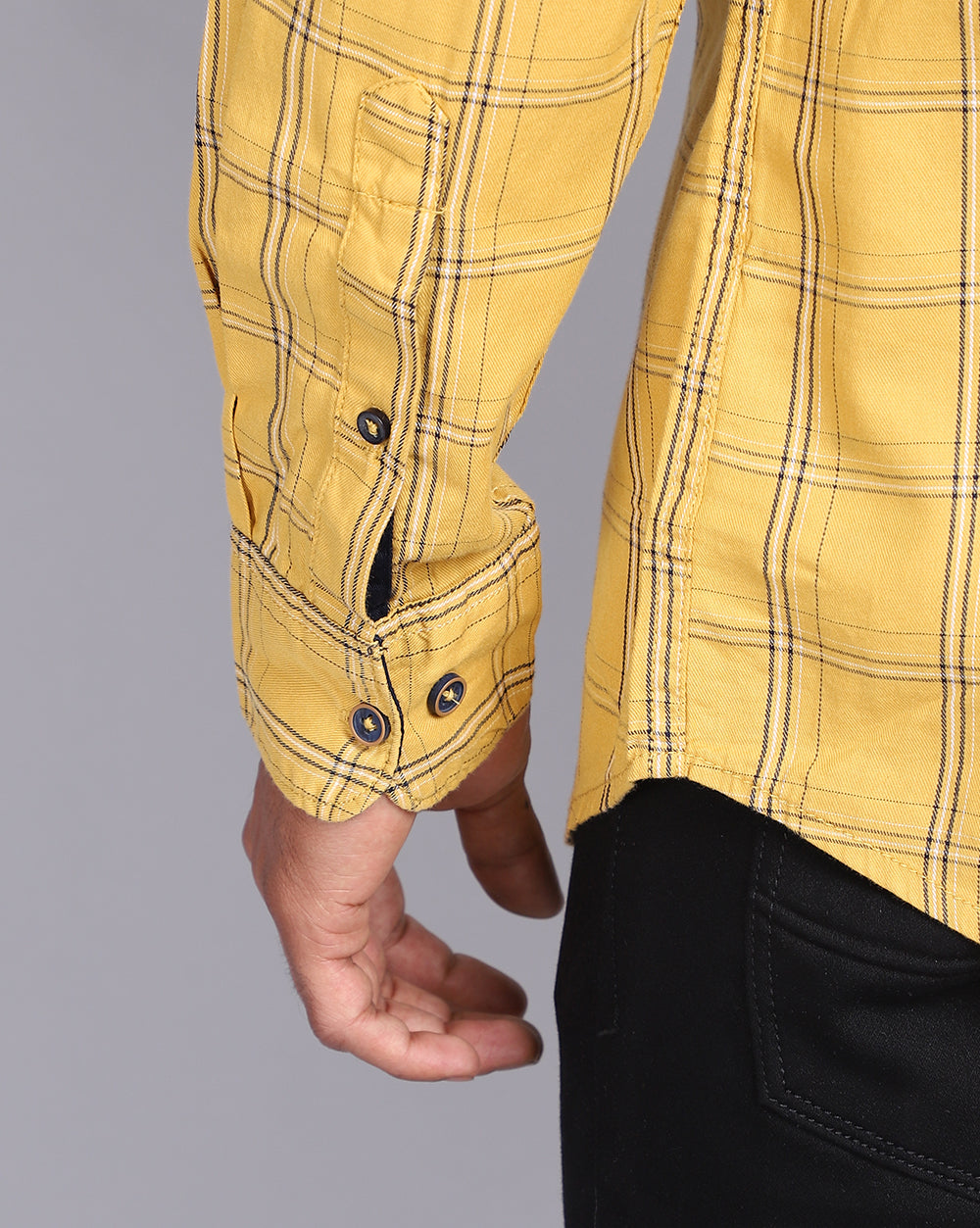 Smart Casual Full Sleeves Check Shirt-Mustard