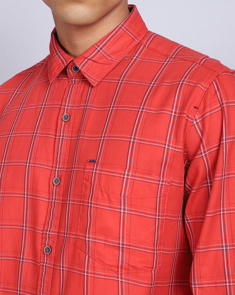 Smart Casual Full Sleeves Check Shirt-Orange