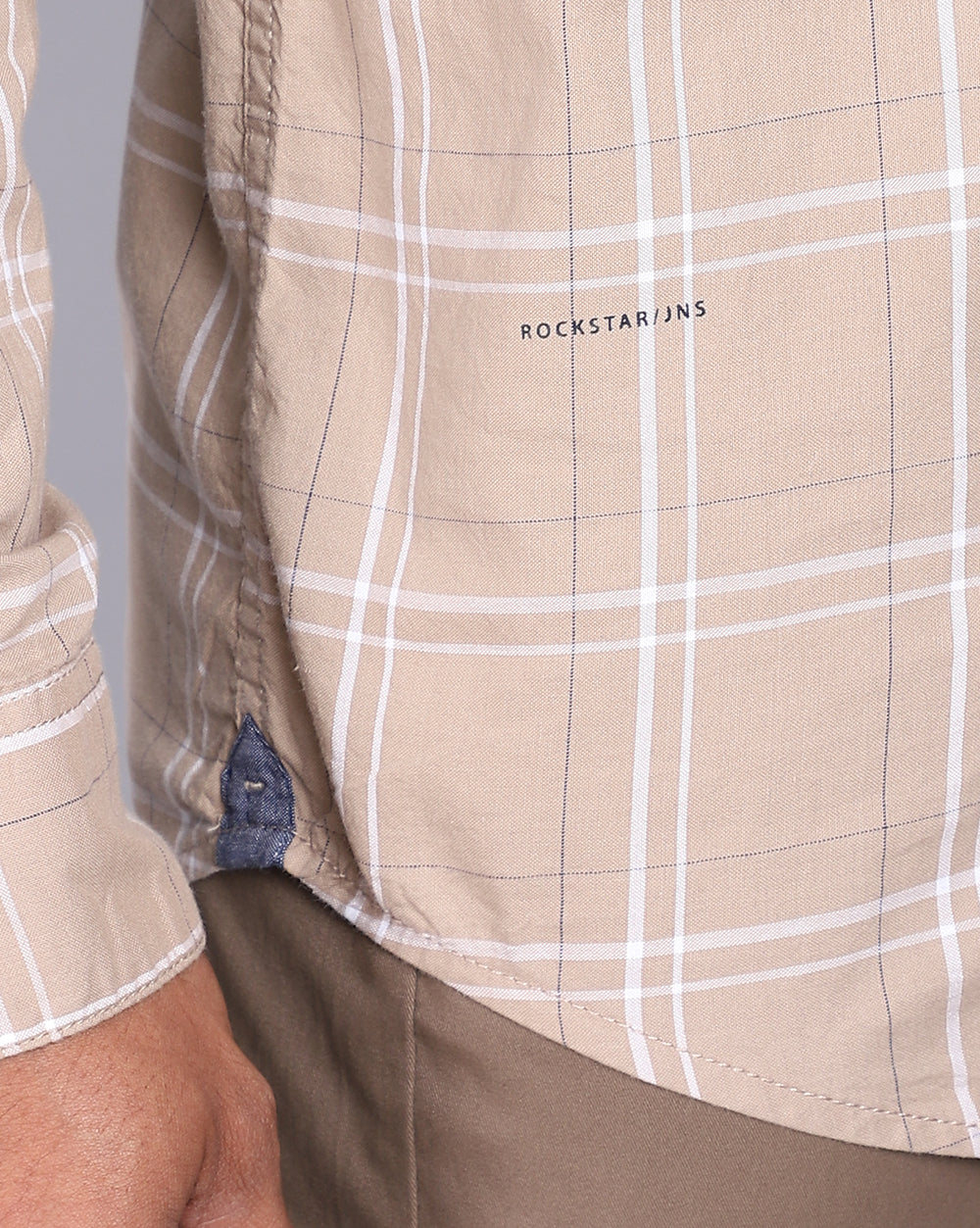Smart Casual Full Sleeves Check Shirt-Khaki