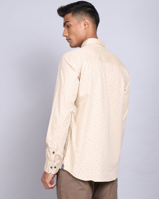 Printed Smart Casual Shirt-Beige