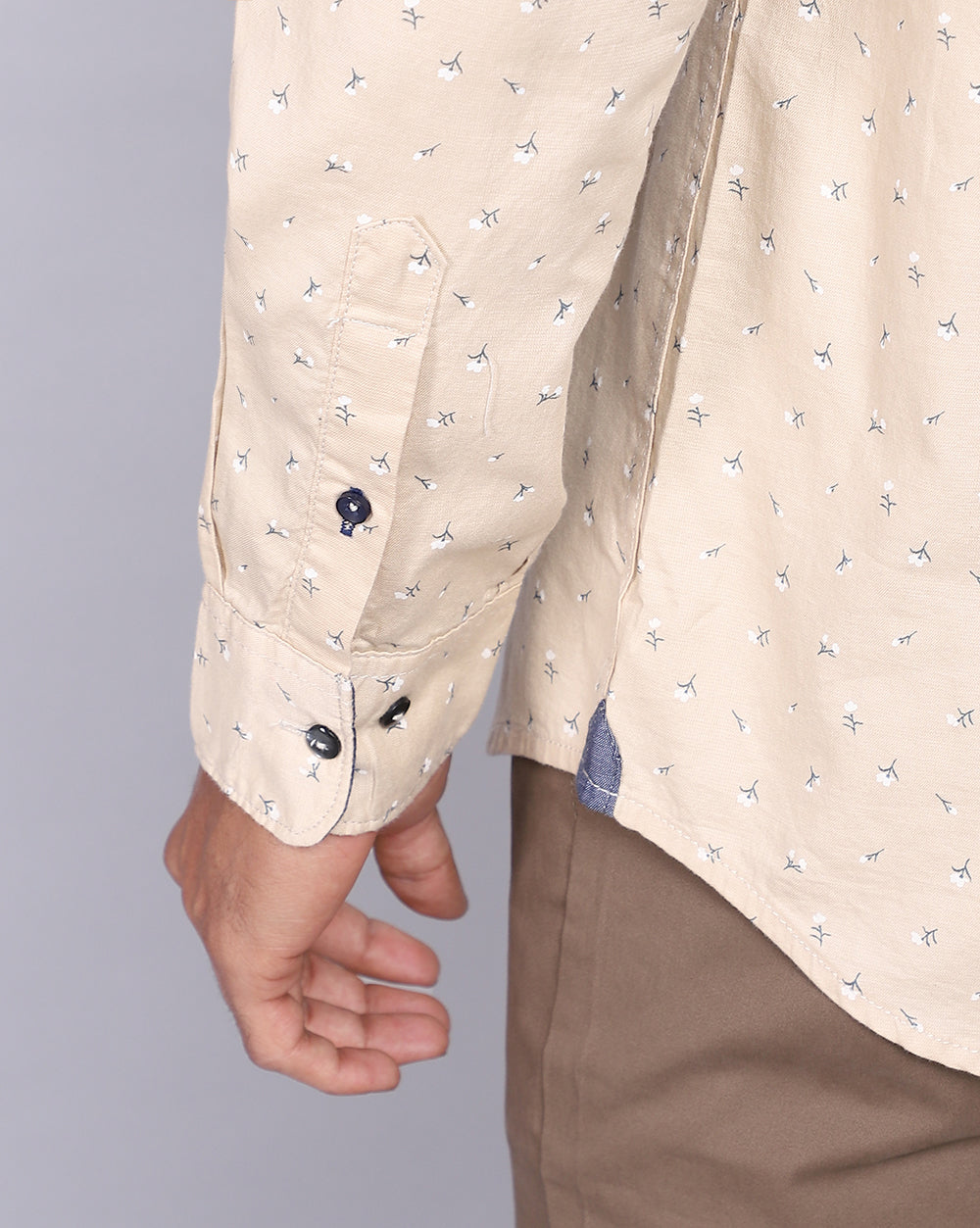Printed Smart Casual Shirt-Beige