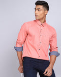 Printed Smart Casual Shirt-Peach