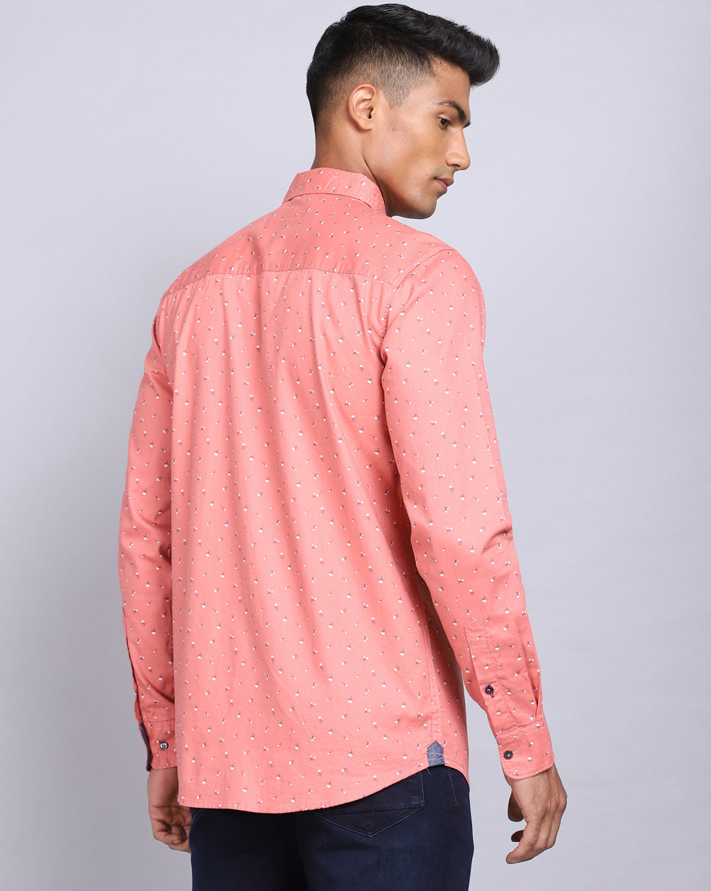Printed Smart Casual Shirt-Peach