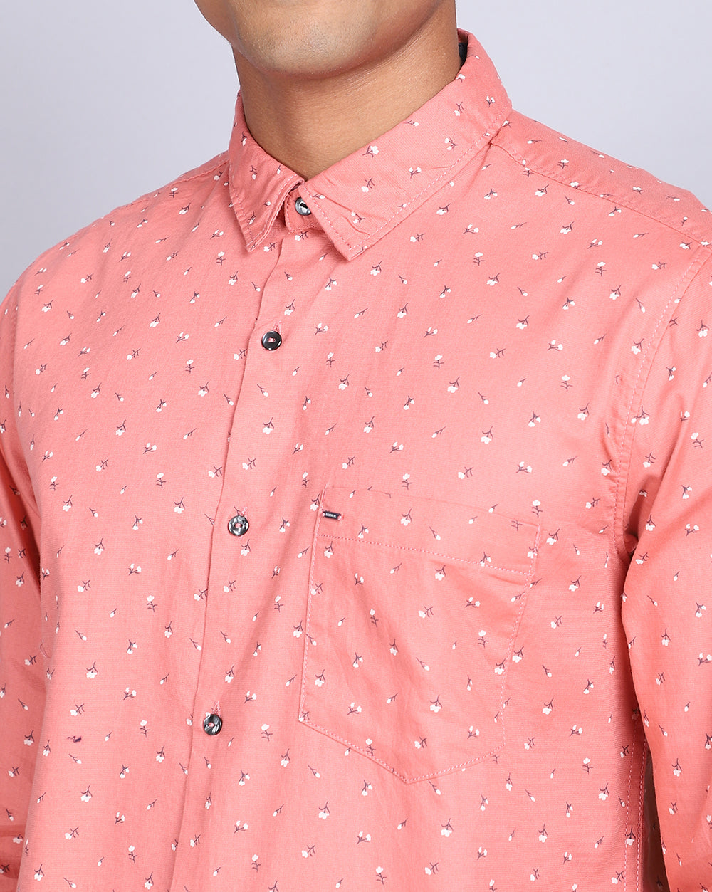 Printed Smart Casual Shirt-Peach