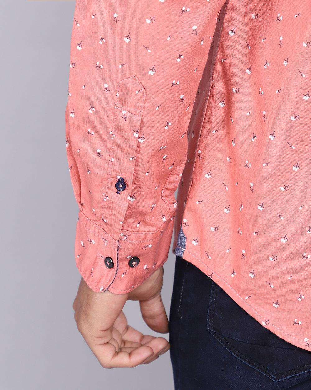 Printed Smart Casual Shirt-Peach