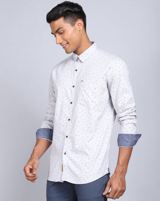 Printed Smart Casual Shirt-Grey