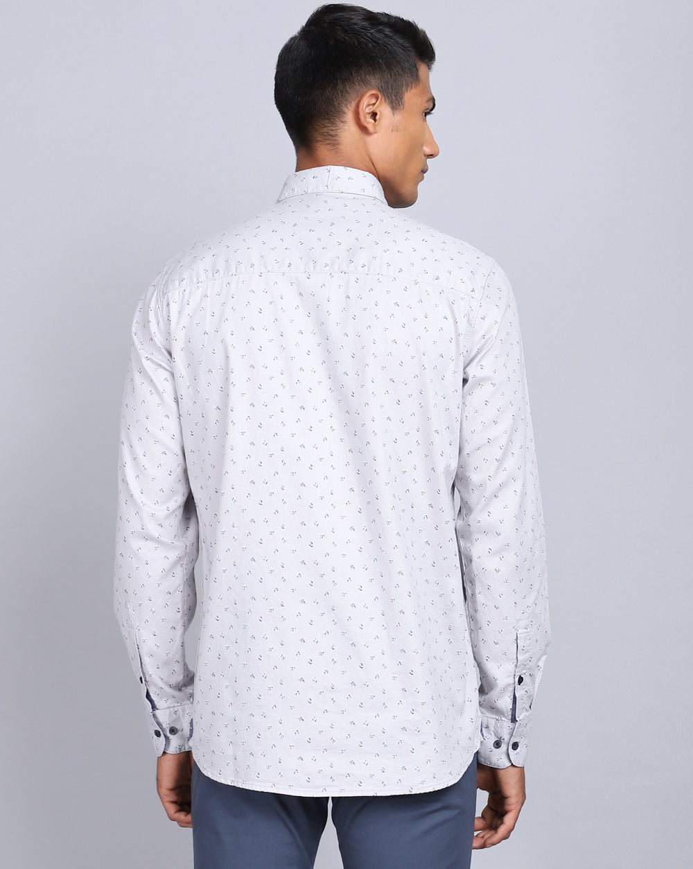 Printed Smart Casual Shirt-Grey