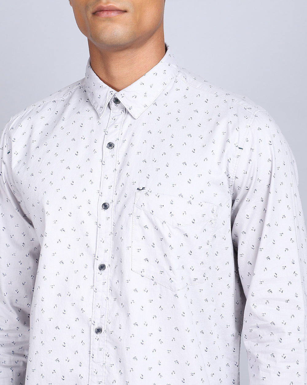 Printed Smart Casual Shirt-Grey