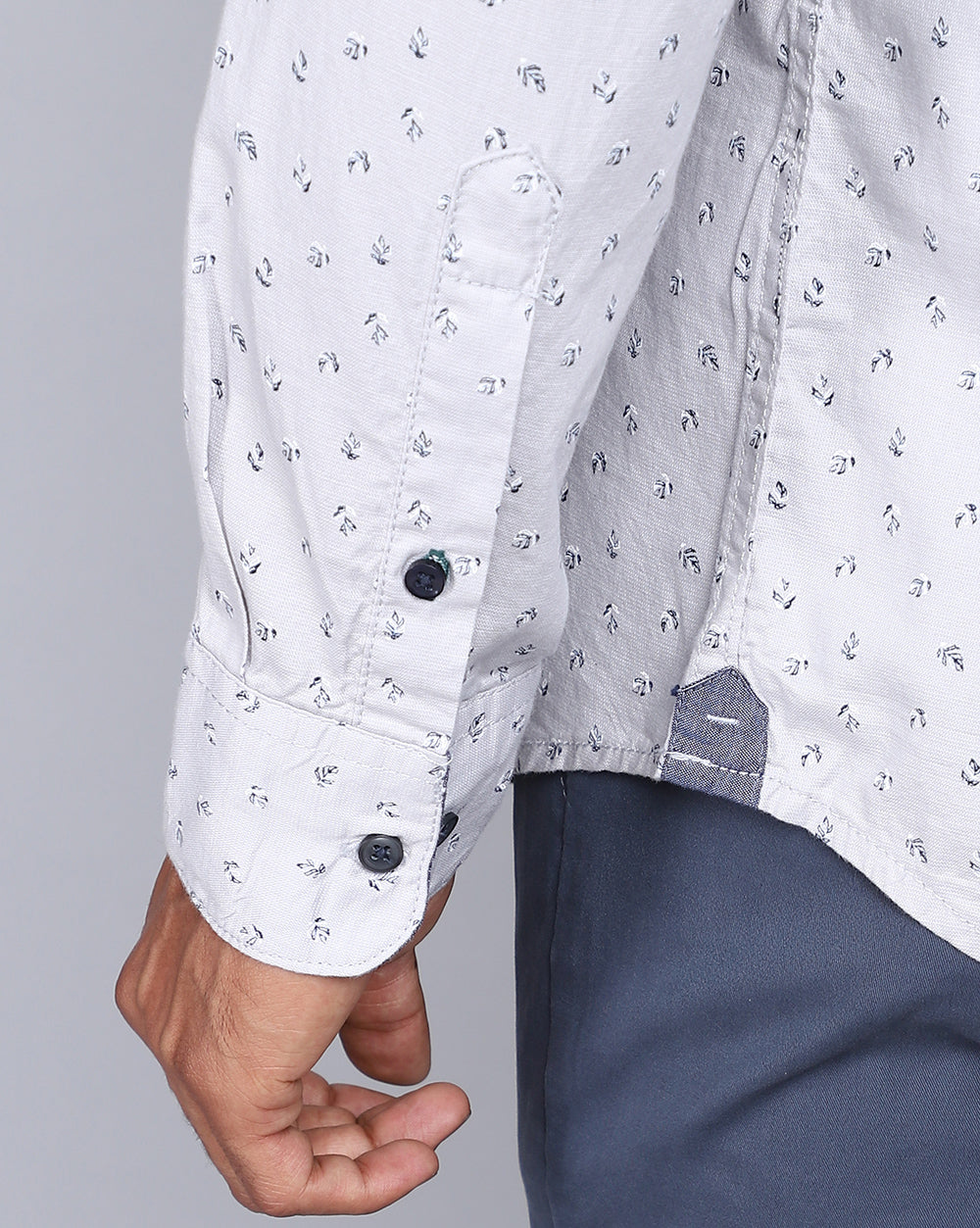 Printed Smart Casual Shirt-Grey