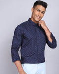 Printed Smart Casual Shirt-Midnight Blue