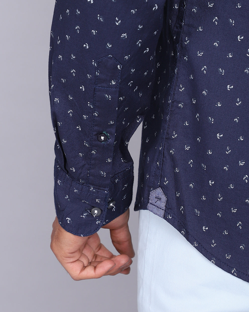 Printed Smart Casual Shirt-Midnight Blue
