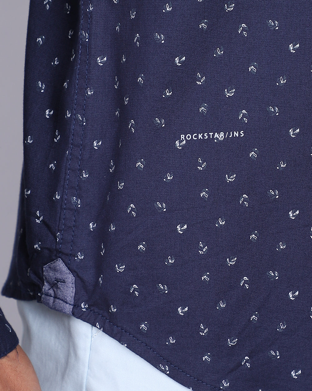 Printed Smart Casual Shirt-Midnight Blue