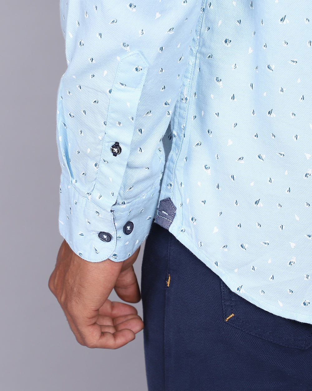 Printed Smart Casual Shirt-Sky Blue
