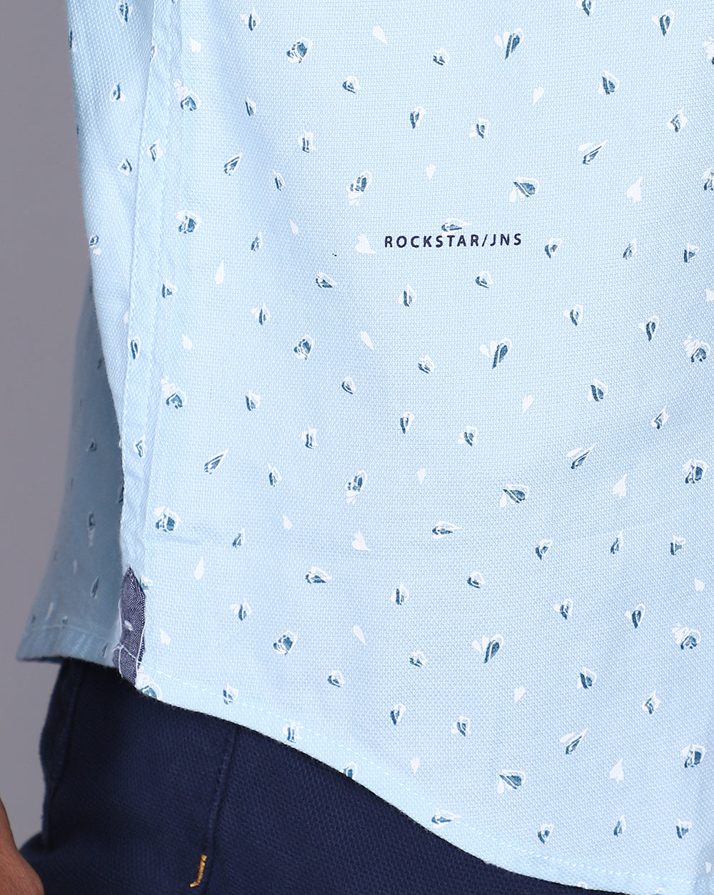 Printed Smart Casual Shirt-Sky Blue