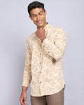 Printed Smart Casual Shirt-Lt.Khaki