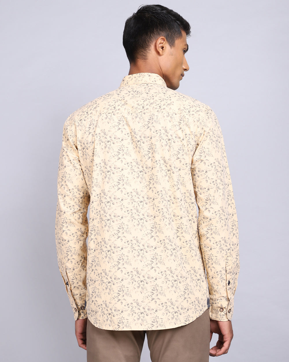 Printed Smart Casual Shirt-Lt.Khaki