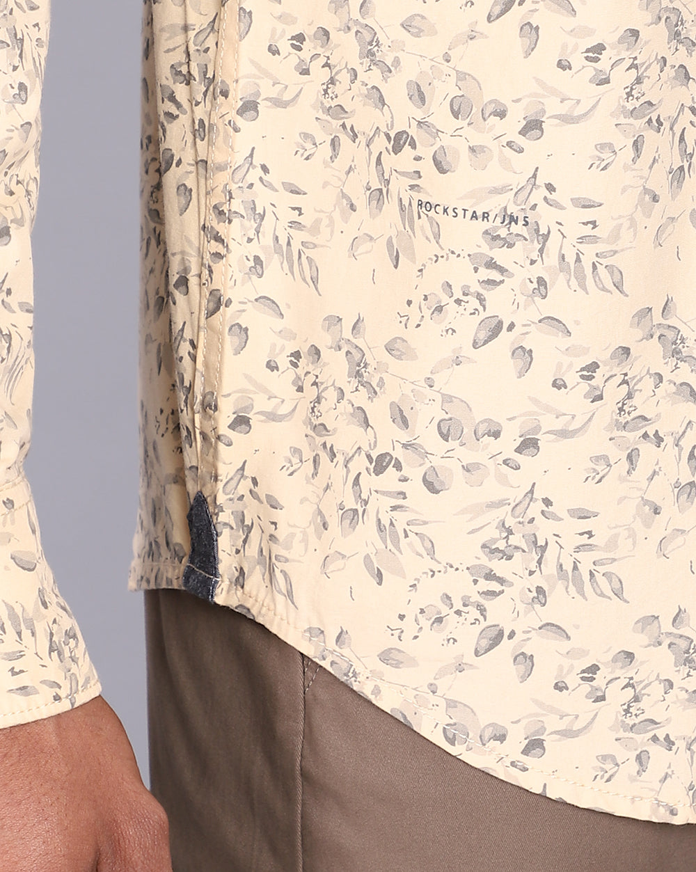 Printed Smart Casual Shirt-Lt.Khaki