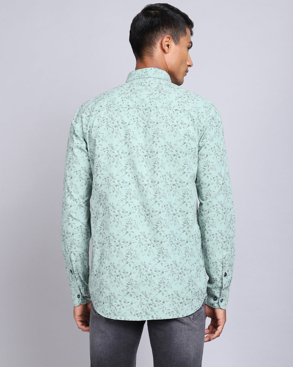 Printed Smart Casual Shirt-Pista Green