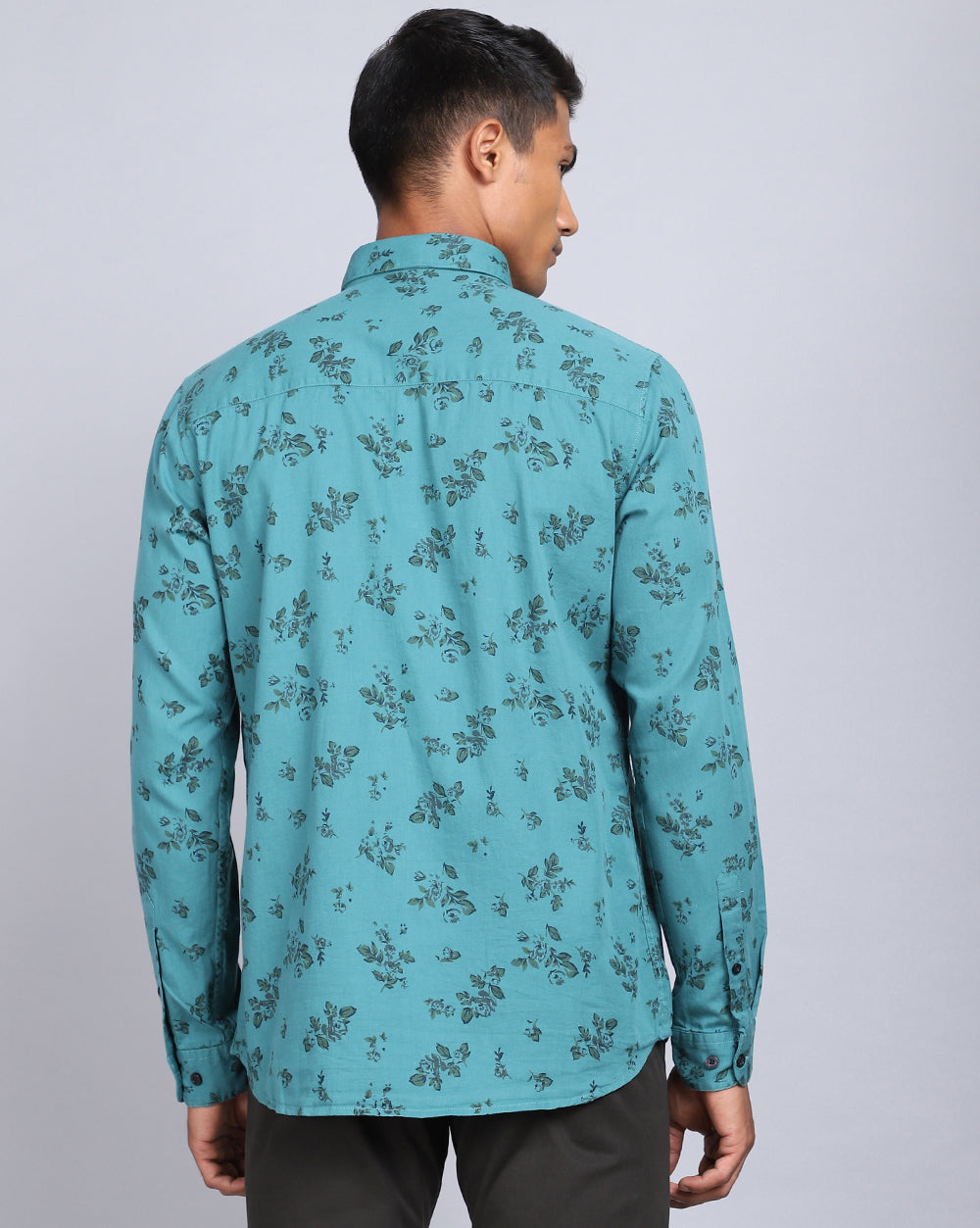 Printed Smart Casual Shirt-Sea Green