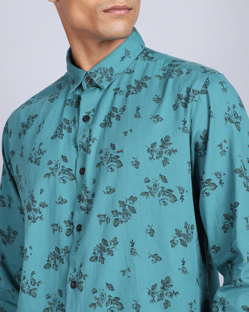 Printed Smart Casual Shirt-Sea Green