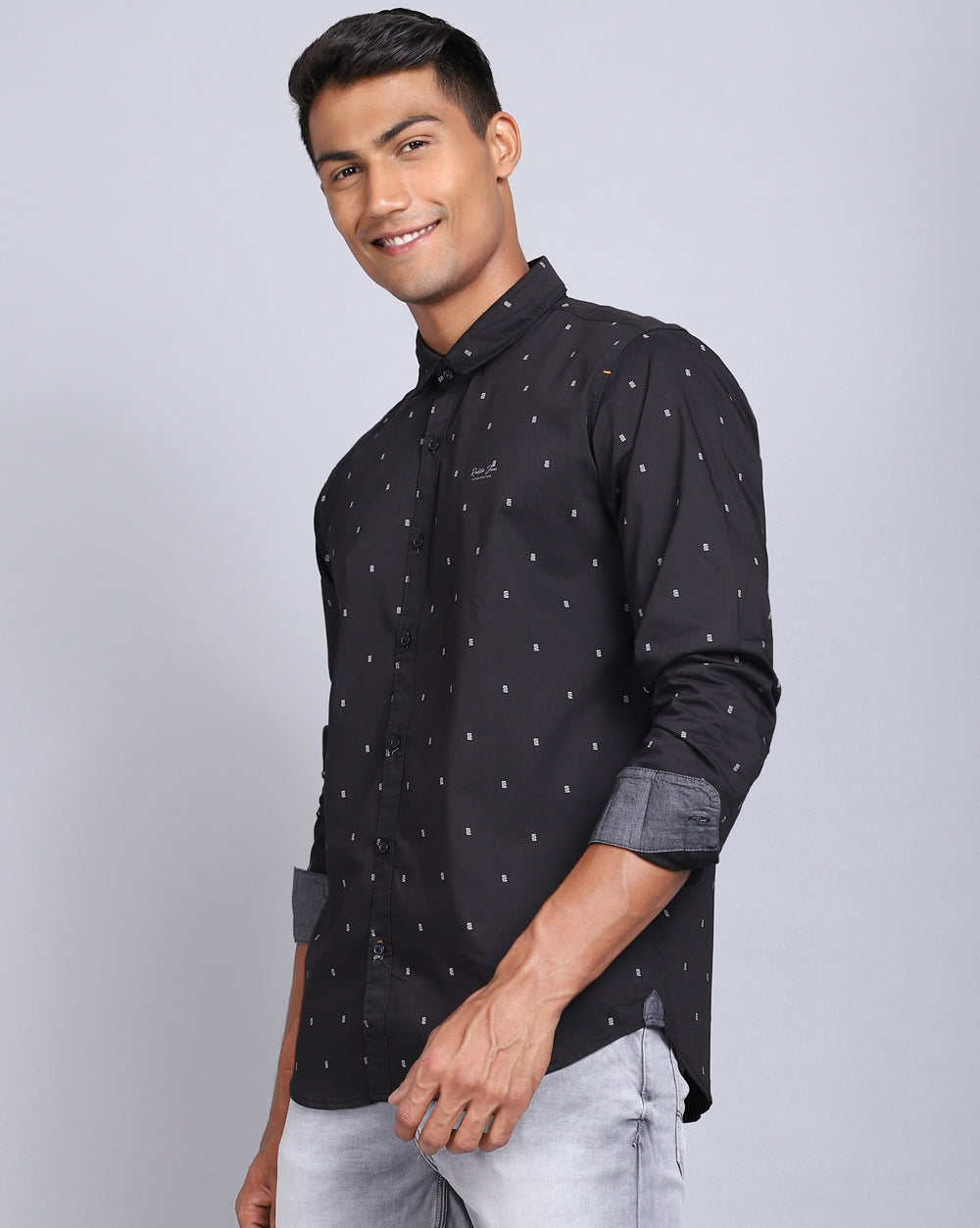 Printed Smart Casual Shirt-Black