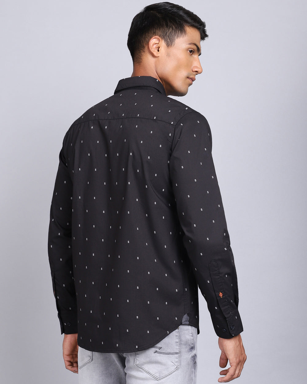 Printed Smart Casual Shirt-Black