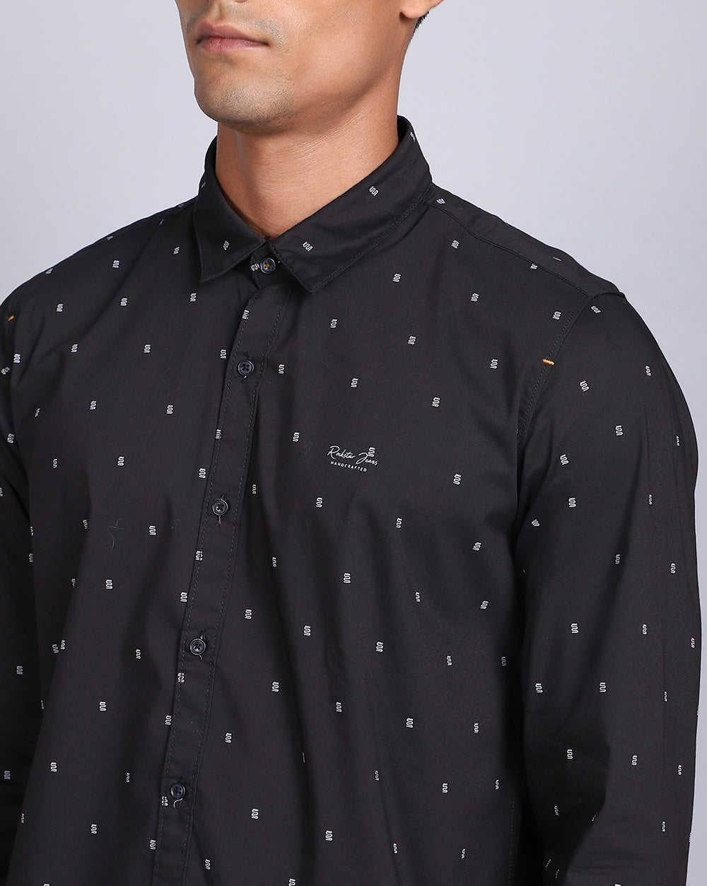 Printed Smart Casual Shirt-Black