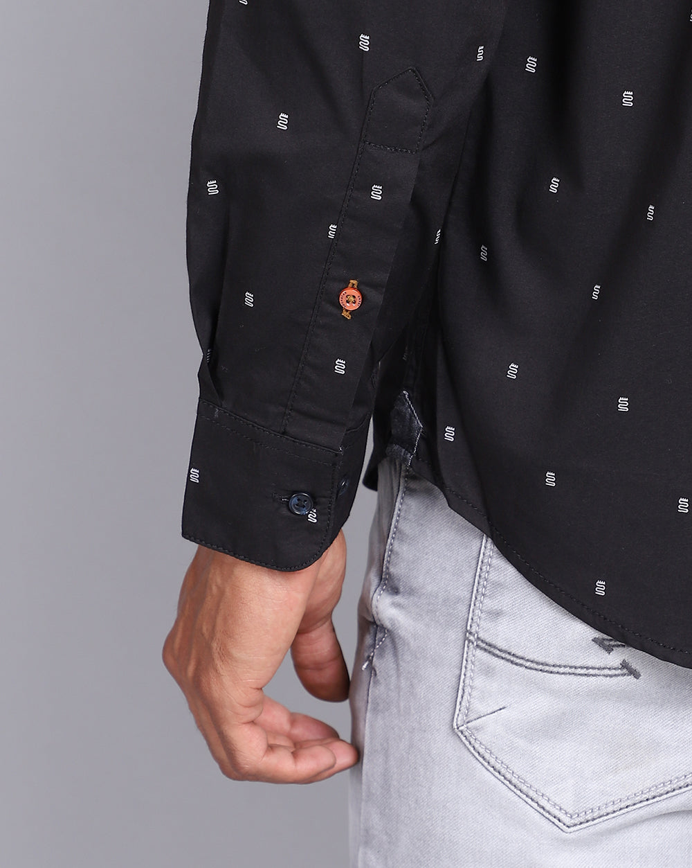 Printed Smart Casual Shirt-Black