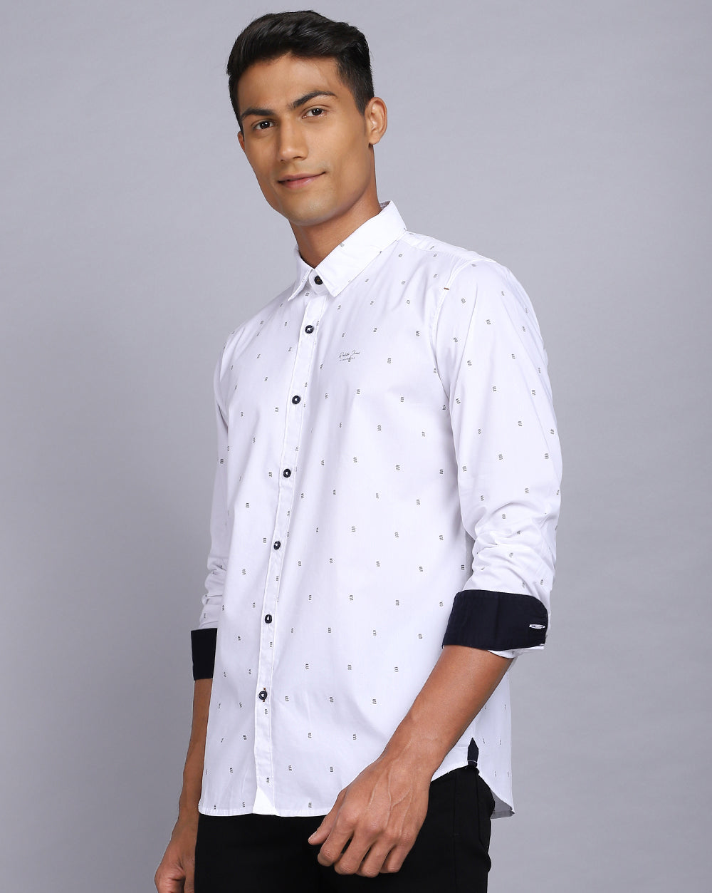 Printed Smart Casual Shirt-Pure White