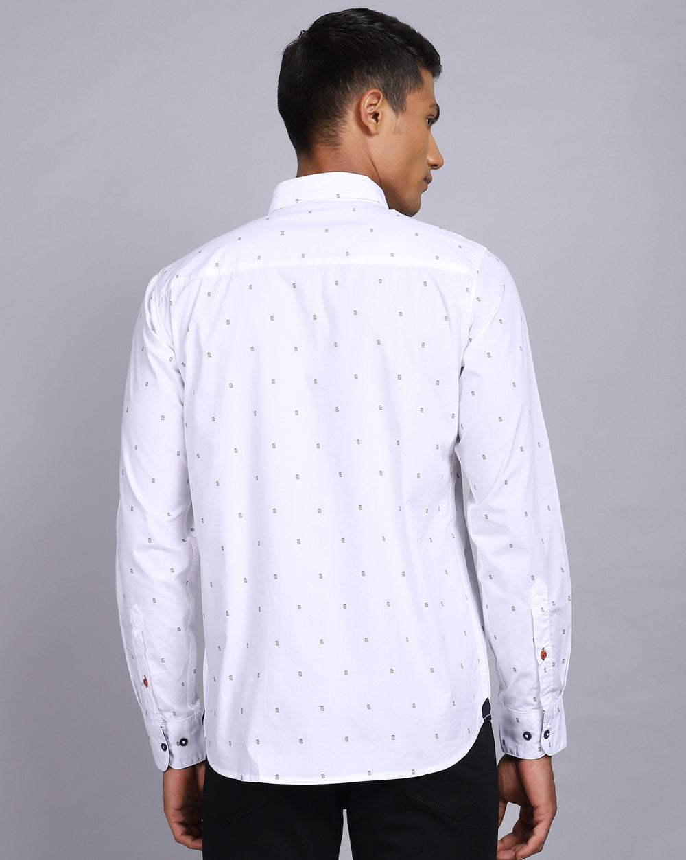 Printed Smart Casual Shirt-Pure White