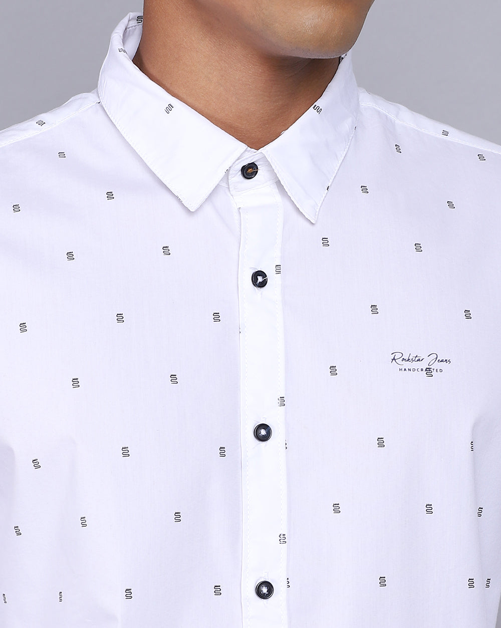 Printed Smart Casual Shirt-Pure White