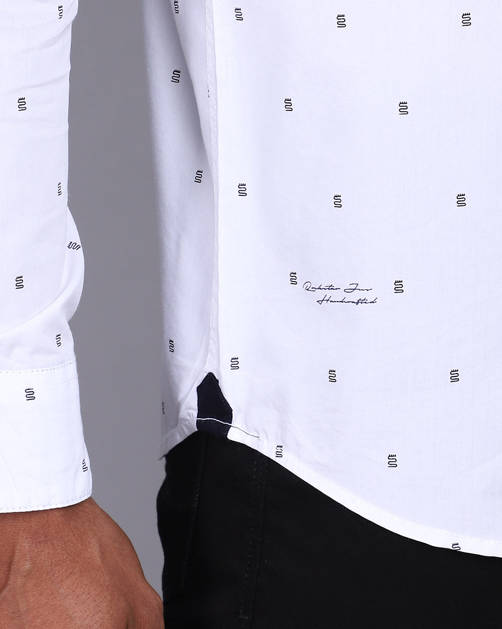 Printed Smart Casual Shirt-Pure White