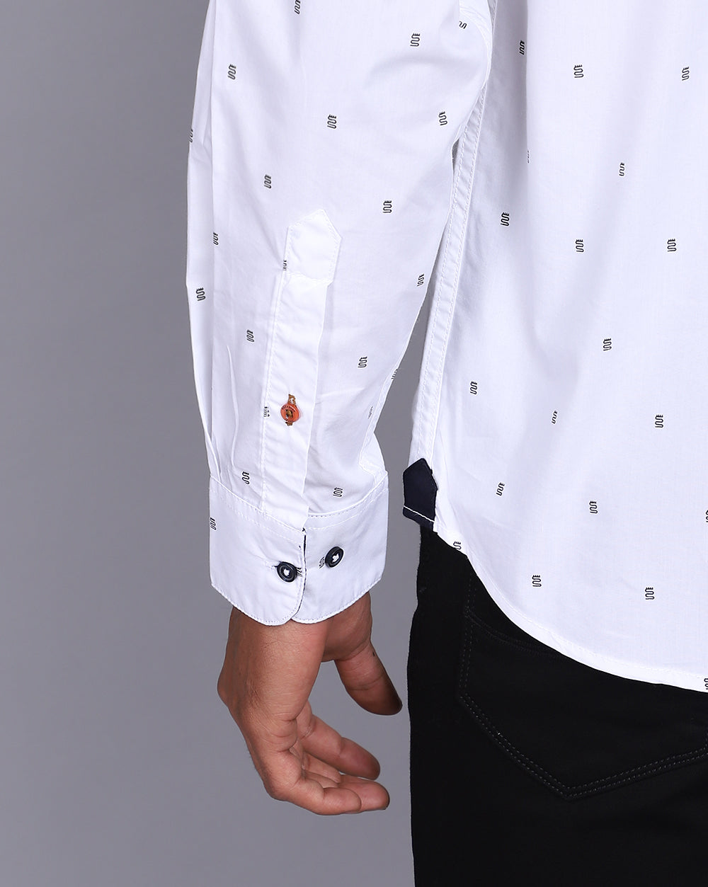 Printed Smart Casual Shirt-Pure White
