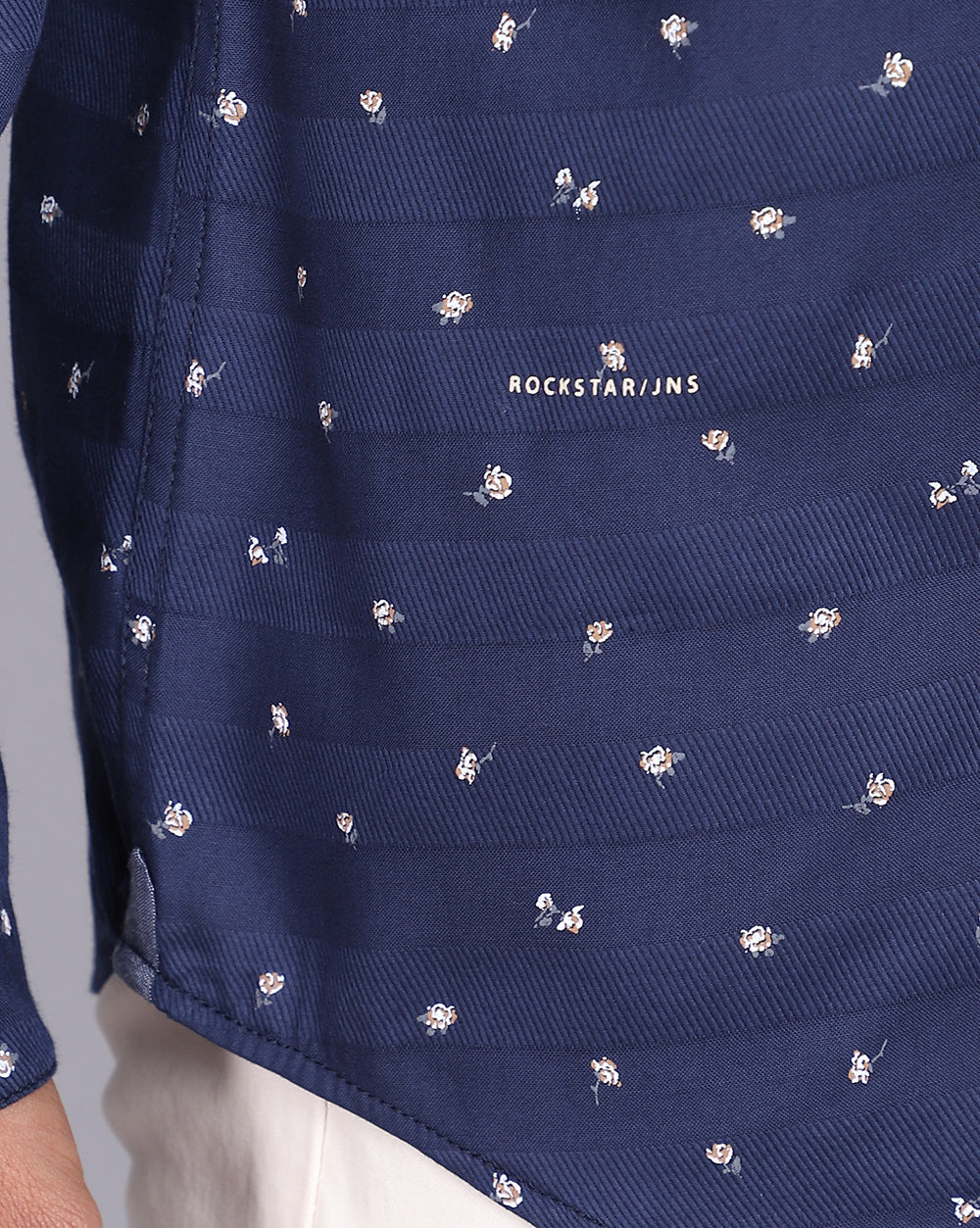 Printed Smart Casual Shirt-Cobalt Blue