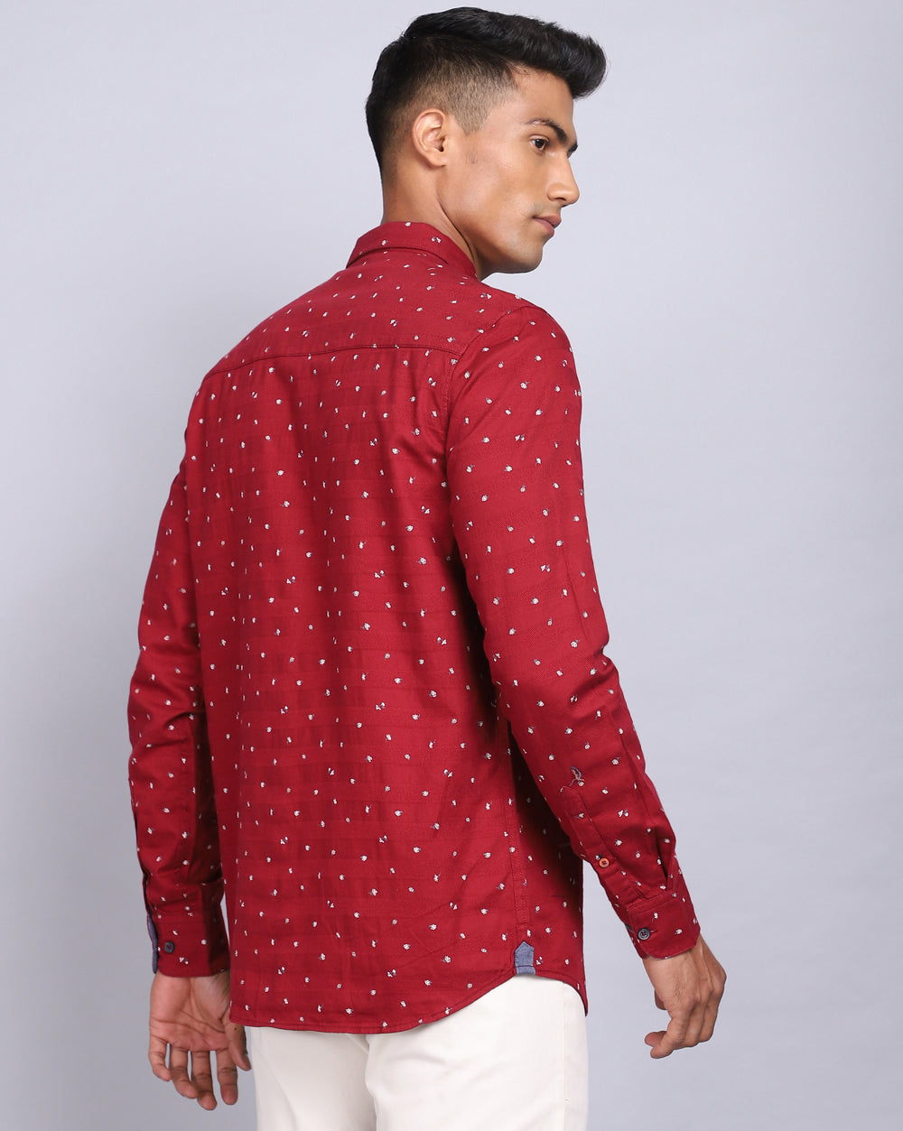 Printed Smart Casual Shirt-Red