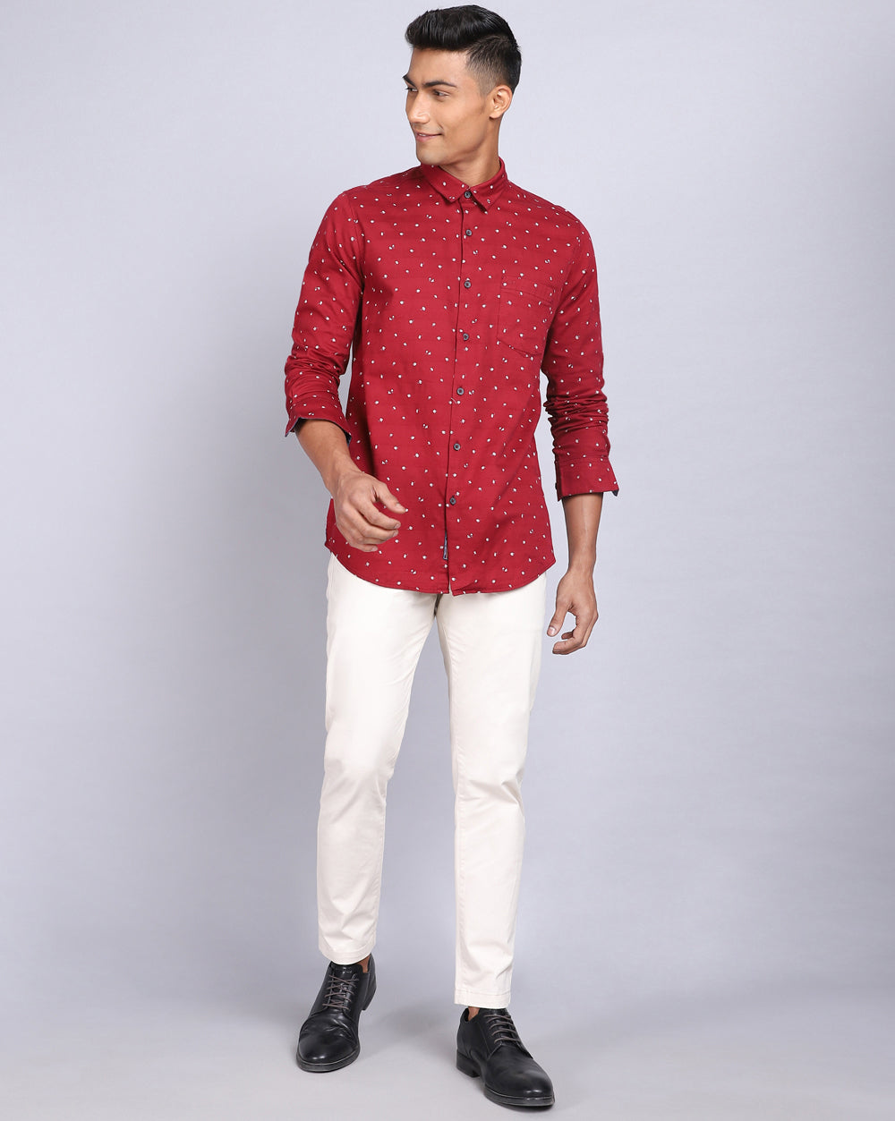 Printed Smart Casual Shirt-Red