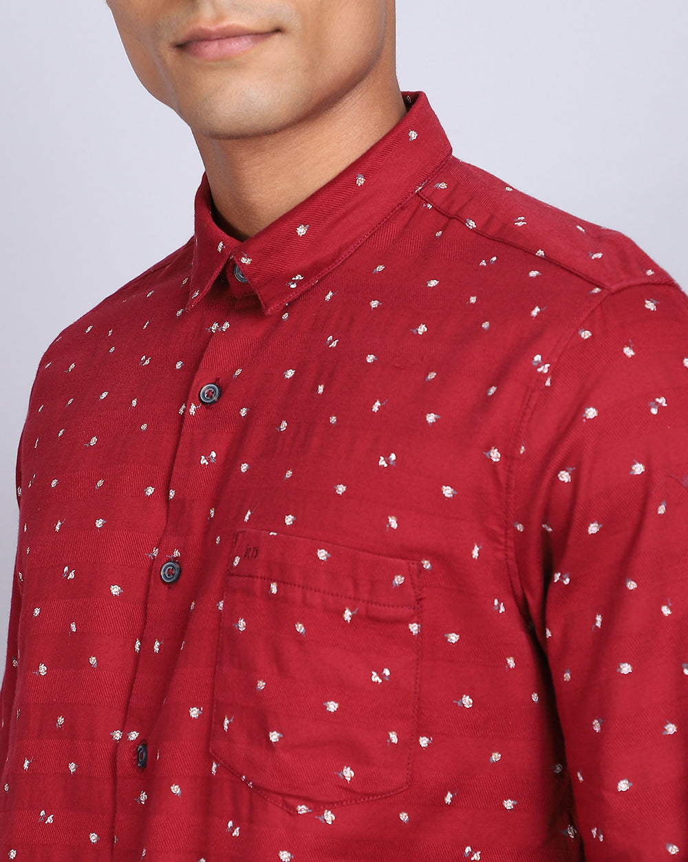 Printed Smart Casual Shirt-Red