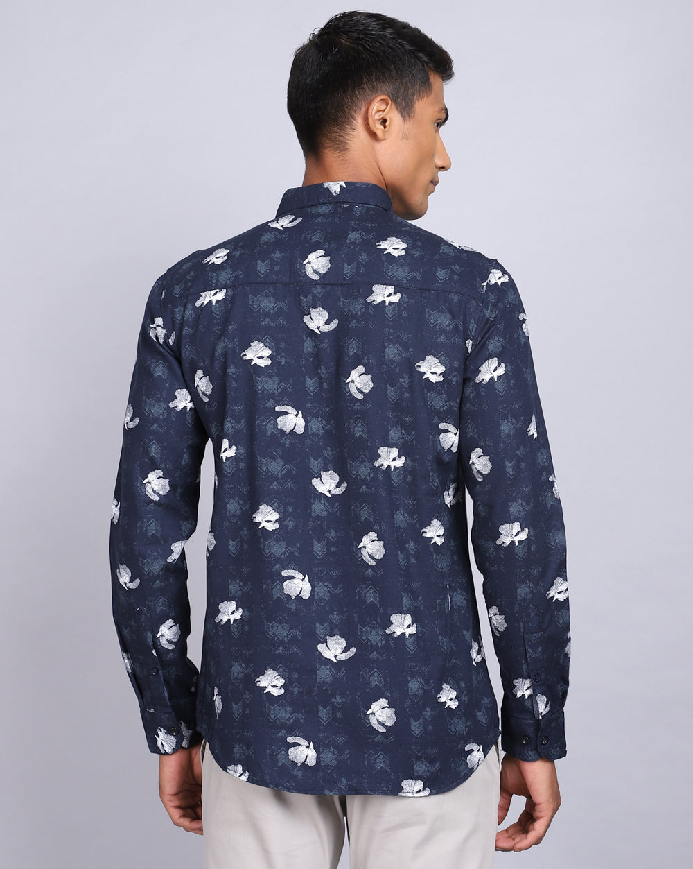 Printed Smart Casual Shirt-Deep Blue