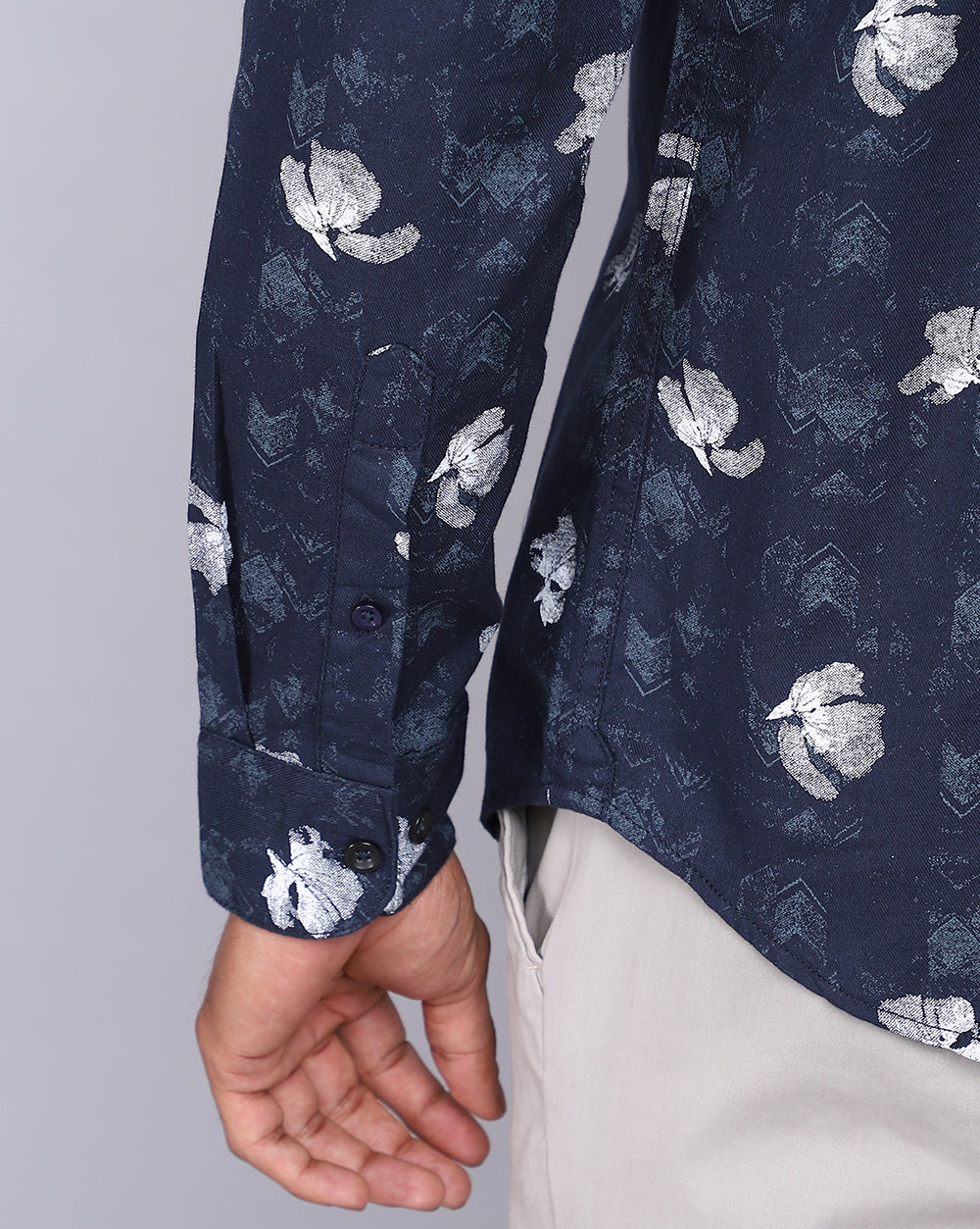 Printed Smart Casual Shirt-Deep Blue